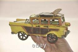 Vintage Friction Yellow Fine Litho Car Tin Toy, Collectible