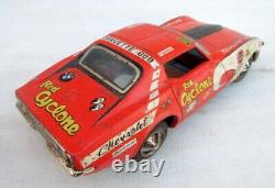 Vintage GT 609 Racing Team Red Cyclone Car Battery Operate Llitho Tin Toy Japan