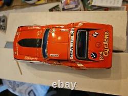 Vintage GT 609 Racing Team Red Cyclone Car Battery Operate Llitho Tin Toy Japan