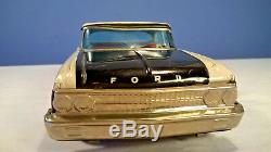 Vintage Highway Patrol Police Ford HAJI Tin Metal Toy Car Friction Japan Antique