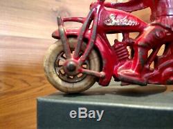 Vintage Hubley Cast Iron #2049 B 2 Red Indian Motorcycle Crash Car