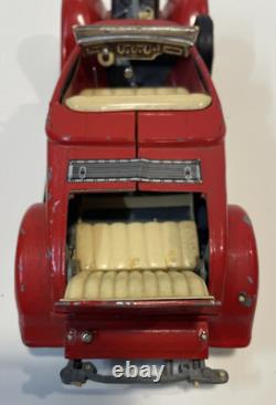 Vintage Hubley Cast Iron Roadster Convertible Red Broken Shaft-No Steering Whl