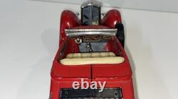 Vintage Hubley Cast Iron Roadster Convertible Red Broken Shaft-No Steering Whl