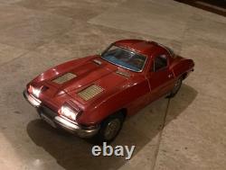 Vintage Ichada 1963 Corvette Stingray Tin Toy Car Japan Battery Op Red RARE