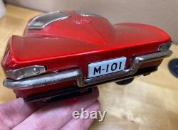 Vintage Ichada 1963 Corvette Stingray Tin Toy Car Japan Battery Op Red RARE