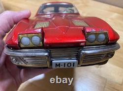 Vintage Ichada 1963 Corvette Stingray Tin Toy Car Japan Battery Op Red RARE