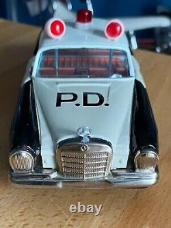 Vintage Ichiko Polizei Mercedes Benz Police Car Tin Friction Powered Toy Car