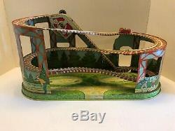 Vintage J. Chein Roller Coaster With One Car Wind Up Tin Toy Works