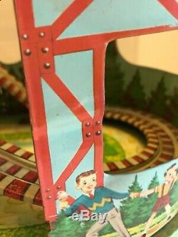 Vintage J. Chein Roller Coaster With One Car Wind Up Tin Toy Works