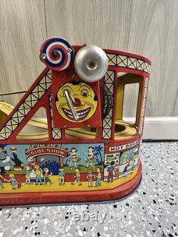 Vintage J Chein Tin Litho Wind Up Roller Coaster Toy 1950s With Car