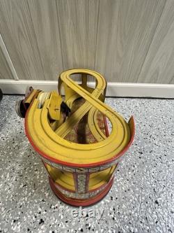 Vintage J Chein Tin Litho Wind Up Roller Coaster Toy 1950s With Car