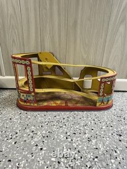Vintage J Chein Tin Litho Wind Up Roller Coaster Toy 1950s With Car