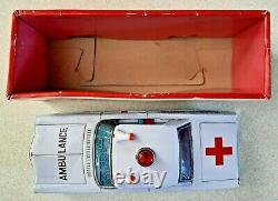 Vintage Japan Bandai Ford Tin Friction Ambulance Car 8 K303 With Box