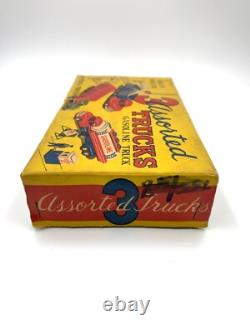 Vintage Japan Friction Tin Cars 3 Assorted Trucks Trade Mark K