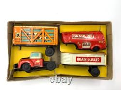 Vintage Japan Friction Tin Cars 3 Assorted Trucks Trade Mark K