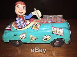 Vintage Japan Modern Toys Howdy Doody Cowboy Hat Battery Operated Tin Toy Car