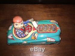 Vintage Japan Modern Toys Howdy Doody Cowboy Hat Battery Operated Tin Toy Car