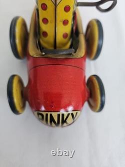 Vintage Japan Tin Windup Pinky, Monkey In A Car