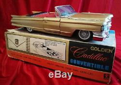 Vintage Japan tin toy BANDAI large car 43 cm GOLDEN CADILLAC Convertible in box