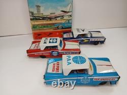 Vintage KYOEI Japan Friction Car Metal Set RARE Pan Am BOAC Royal Dutch Air Port