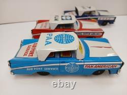 Vintage KYOEI Japan Friction Car Metal Set RARE Pan Am BOAC Royal Dutch Air Port