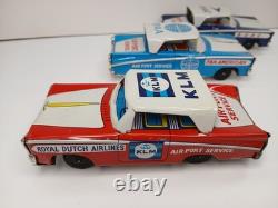 Vintage KYOEI Japan Friction Car Metal Set RARE Pan Am BOAC Royal Dutch Air Port