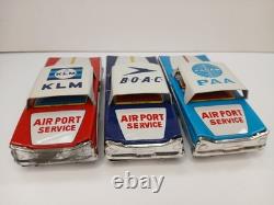 Vintage KYOEI Japan Friction Car Metal Set RARE Pan Am BOAC Royal Dutch Air Port