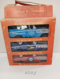 Vintage KYOEI Japan Friction Car Metal Set RARE Pan Am BOAC Royal Dutch Air Port