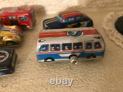 Vintage Kanto Toys Japan Lot of 12 Tin Wind-up Mini Midget Cars Counter Display