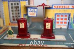 Vintage Keystone Toys Garage Service Gas Station Bus car playset gas pumps