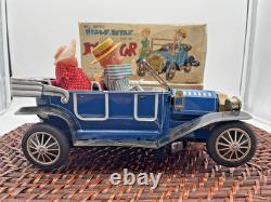 Vintage Kraf Toy Japan Battery Op Jolly Old Fashion Car Billy & Betsy-1941.24