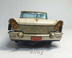Vintage LINCOLN Battery Police Patrol Car Tin Toys Made in Japan 1950-70s
