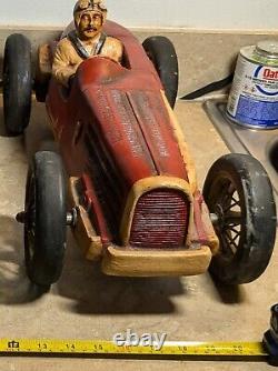 Vintage Large Wood/Resin Racing Roadster Car withDriver