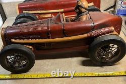 Vintage Large Wood/Resin Racing Roadster Car withDriver