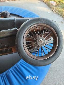 Vintage Large Wood/Resin Speedway Roadster Car WithDriver as is 4 restoration