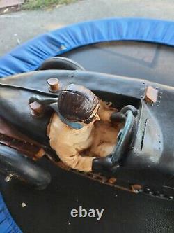 Vintage Large Wood/Resin Speedway Roadster Car WithDriver as is 4 restoration