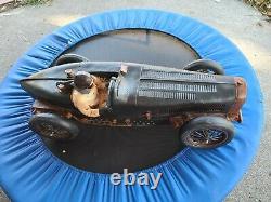 Vintage Large Wood/Resin Speedway Roadster Car WithDriver as is 4 restoration