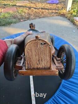 Vintage Large Wood/Resin Speedway Roadster Car WithDriver as is 4 restoration