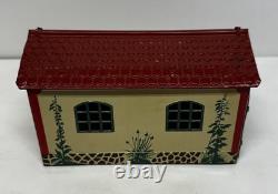 Vintage Lehmann 760 Mechanical Metal Tin Racing Car Toy With Garage Germany