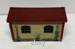 Vintage Lehmann 760 Mechanical Metal Tin Racing Car Toy With Garage Germany