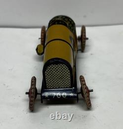Vintage Lehmann 760 Mechanical Metal Tin Racing Car Toy With Garage Germany