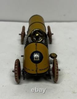 Vintage Lehmann 760 Mechanical Metal Tin Racing Car Toy With Garage Germany