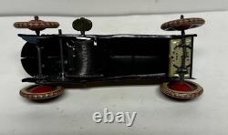 Vintage Lehmann 760 Mechanical Metal Tin Racing Car Toy With Garage Germany