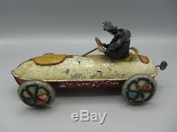 Vintage Lehmann UHU Amphibian Auto Tin Wind Up Race Car / Approx. 10 Length