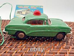 Vintage LineMar Tin Battery Op Police Car in Original Box Made Japan-1911.24