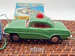 Vintage LineMar Tin Battery Op Police Car in Original Box Made Japan-1911.24