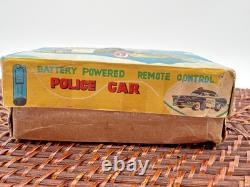 Vintage LineMar Tin Battery Op Police Car in Original Box Made Japan-1911.24