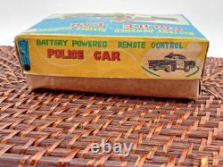 Vintage LineMar Tin Battery Op Police Car in Original Box Made Japan-1911.24