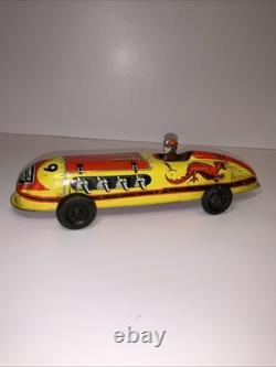 Vintage LuporTin Litho Wind-Up Race Car Dragon Spark Toy Made USA