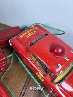 Vintage MARX Battery Operated Fire Chief TIN CAR Lot Of 2 PARTS ONLY Repair
